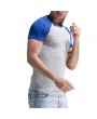 Mens Spring Summer Brief Style Hit Color Round Neck Short Sleeve Slim Fit Casual Sport T-shirt