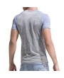 Mens Spring Summer Brief Style Hit Color Round Neck Short Sleeve Slim Fit Casual Sport T-shirt