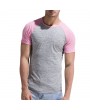 Mens Spring Summer Brief Style Hit Color Round Neck Short Sleeve Slim Fit Casual Sport T-shirt