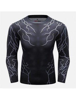 Mens Compression Tight Training Tops Gym Strap Sport Long Sleeve Training Sportswear