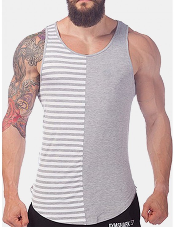 Mens Summer High Street Graphic Sleeveless Shirts Fitness Running Sport Tank Tops