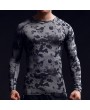 Mens Camo Traning Elastic Quick-drying Breathable Sports Fitness Tights Long Sleeve T-shirt