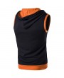 Mens Summer Casual Vest Fashion Stitching Color Sleeveless Hooded Vest