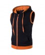 Mens Summer Casual Vest Fashion Stitching Color Sleeveless Hooded Vest