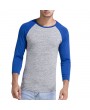 Mens Quick-drying Hit Color Fitness Trainning Sport Three Quarter Sleeve Casual T-shirt