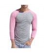 Mens Quick-drying Hit Color Fitness Trainning Sport Three Quarter Sleeve Casual T-shirt