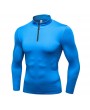 Men Thick Velvet Long Sleeve Running Collar Half Zip Quick Dry Sport Solid Color T-shirt Tops