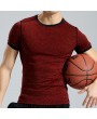 Mens Quick-drying Skinny Fit Solid Color Tops Fitness Training Jogging Sport T-shirt