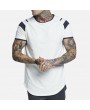 Mens Fashion Patchwork Sport Short Sleeve Elastic Quick-drying Casual Tops