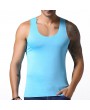 Mens Ice Silk Non-trace Breathable Perspiration Elastic Solid Color Fitness Slim Fit Sport Tank Tops