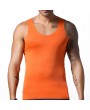 Mens Ice Silk Non-trace Breathable Perspiration Elastic Solid Color Fitness Slim Fit Sport Tank Tops