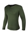 Household Casual Botton Collar T-shirt Round Neck Long Sleeved T-shirt For Men