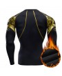 Mens Fitness Training Tight Fleece Lined Thick T-shirt Elastic Quick-drying Long Sleeve Tops