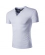 Plus Size Mens Summer Lining Printing Shirt V-neck Short-Sleeved Casual Cotton T-shirt Tees