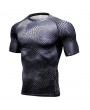 Mens PRO Quick-drying Elastic 3D Printed Short Sleeve Skinny Fit Fitness Sport T-shirts