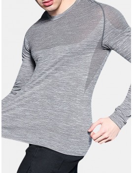 Mens Super Elastic Breathable Quick-drying Sports Running Training Casual Skinny Tops