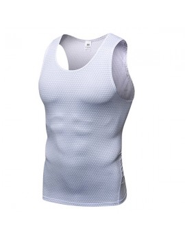 Mens PRO Quick Dry Elasticity 3D Printed Skinny Fit Sleeveless Fitness Workout Tank Tops