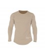 Mens Sport Cotton Breathable Tops Solid Color O-neck Long Sleeve Casual T shirt