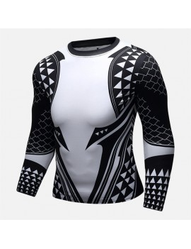 Mens Slim Fit Compression Long Sleeve O-neck Men's Running Training Tops