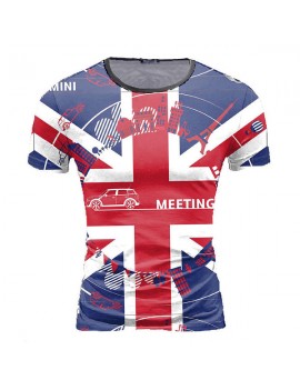 Mens Quick-drying Sport Tops British Flag Printing O-neck Short Sleeve Casual T-shirt