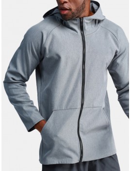 Mens Hooded Quick-drying Breathable Fleece Lined Warm Sport Running Casual Jacket