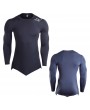 Mens Shark Printed Irregular Hem Quick-drying Tops Breathable Sports Tights Long Sleeve T Shirt