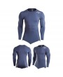 Mens Shark Printed Irregular Hem Quick-drying Tops Breathable Sports Tights Long Sleeve T Shirt