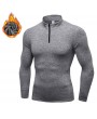 Men Fleece Long Sleeve Running Collar Half Zip Quick Dry Sport Solid Color T-shirt Tops