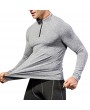 Men Fleece Long Sleeve Running Collar Half Zip Quick Dry Sport Solid Color T-shirt Tops