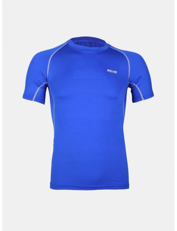 Mens Outdoor Traning Sport T-shirt Bottoming Breathable Elastic Quick-drying Sportwear