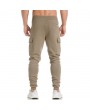 Mens Sport Pants Elastic Waist Drawstring Soild Color Casual Cotton Trousers