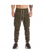 Mens Sport Pants Elastic Waist Drawstring Soild Color Casual Cotton Trousers