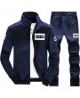 Mens Casual Sport Suits Stand Collar Zip Up Baseball Sweatshirt Elastic Waist Joggers Sport Pants