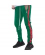 Mens Zipper Decorative Elastic Waist Stitching Color Slim Fit Casual Jogger Pants