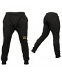 Mens Black Elastic Waist Drawstring Solid Color Slim Fit Casual Cotton Sport Pants