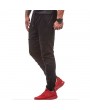 Mens Holes Design Solid Color Drawstring Slim Fit Fitness Jogging Casual Sport Pants