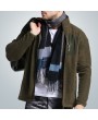 Mens Fleece Warm Stand Collar Breathable Windproof Casual Coats