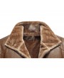 Mens Winter Washed PU Leather Fleece Lined Coat Thicken Warm Zipper Jacket