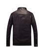 Thick Fleece Motorcycle PU Leather Double Chest Pockets Buckle Stand Collar Jacket For Men