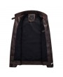 Thick Fleece Motorcycle PU Leather Double Chest Pockets Buckle Stand Collar Jacket For Men