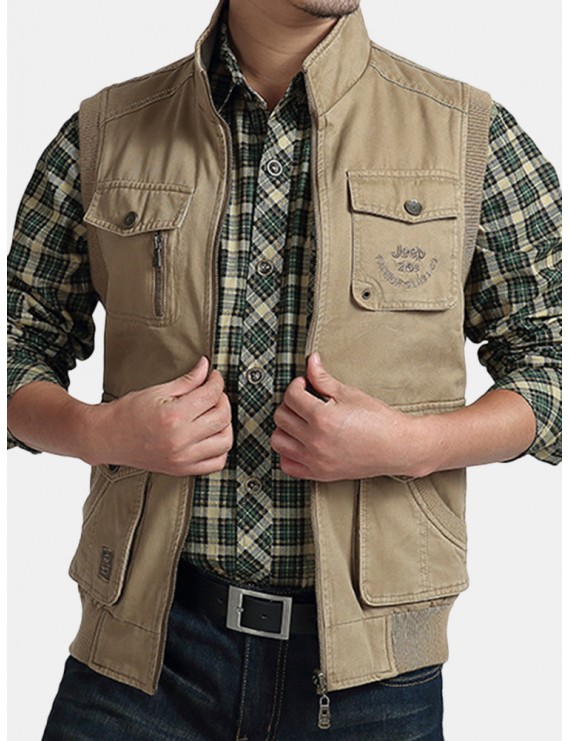 Plus Size Casual Outdoor Washed Double Sided Wear Multi Functions Vests for Men