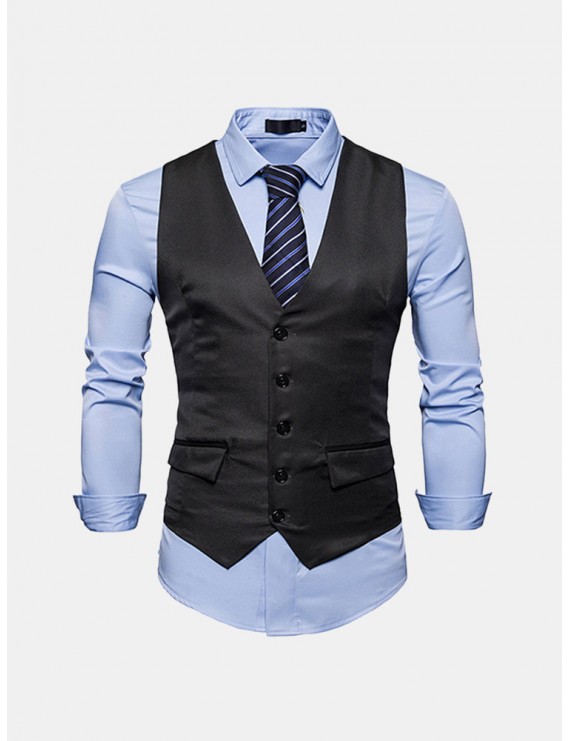 Men Casual Business Slim Fit Single Breasted Suit Vest