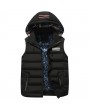 Warm Striped Cotton Detachable Hooded Zipper Pockets Vest for Men