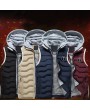 Thicken Cotton Solid Color Hooded Double Zipper Closure Coat Vest for Men