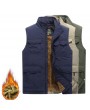 Men's Mutil-Pockets Outdoor Fishing Sleeveless Shearling Stand Collar Coat Thicken Fleece Vest