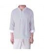 Mens Chinese Style Cotton Linen Retro Solid Color V Neck Summer Thin Archaic T Shirts