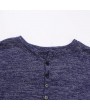 Mens Breathable Cotton Casual T shirt Buttons Design Half-cardigan Slim Fit Long Sleeve Tops