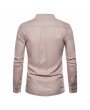 Mens Breathable Thin Stand Collar Solid Color Slim Fit Casual T Shirts