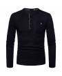 Mens Stylish Buttons Decoration Half Cardigans Long Sleeve Slim Fit Casual T Shirts