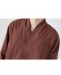 Mens Chinese Style Embroidery V-Neck Cotton T Shirts Casual Solid Color Long Sleeve Loose Tee Tops